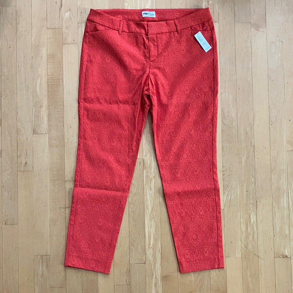 NEW Floral jacquard Pixie pants orange Flaming Tulip 12